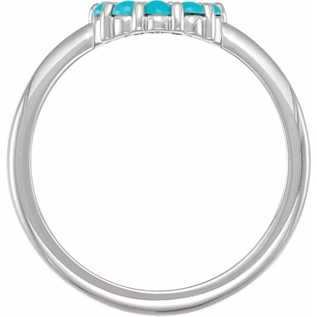 14K White Natural Turquoise Cabochon Halo-Style Ring