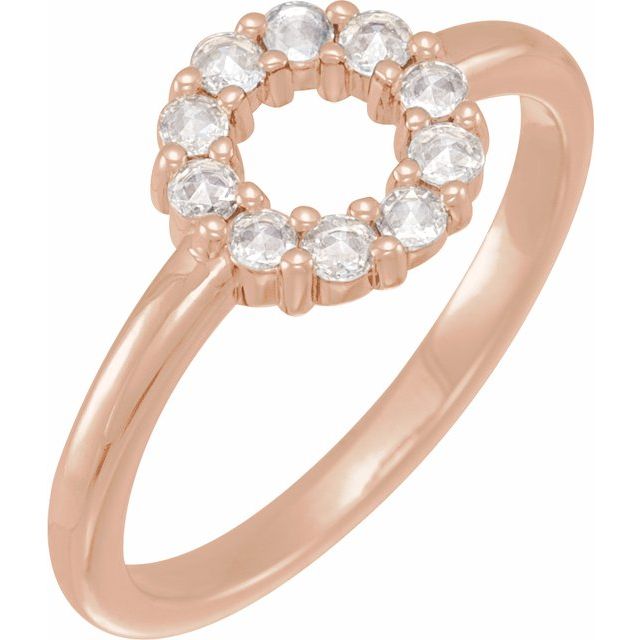 14K Rose 1/5 CTW Natural Diamond Rose-Cut Halo-Style Ring 