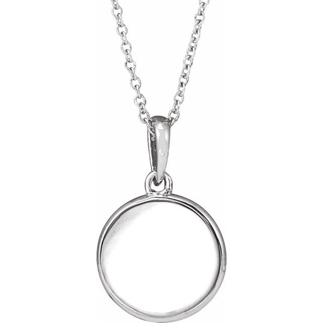 14K White .005 CT Diamond Engravable Necklace