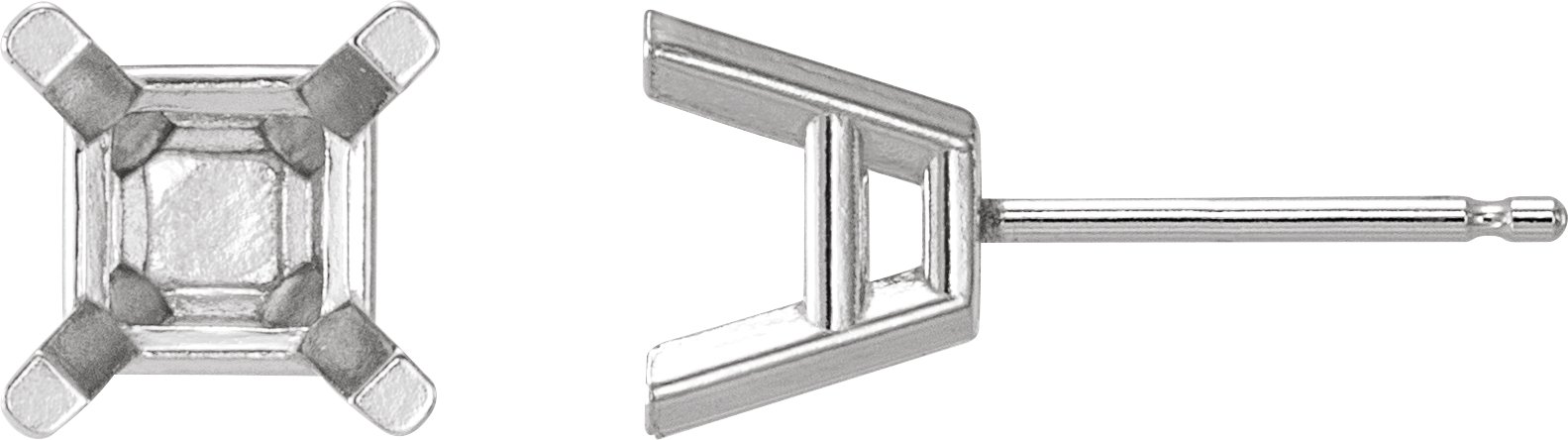 Square 4-Prong Lightweight Stud Earrings