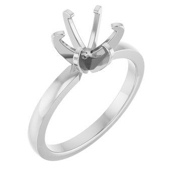 Die Struck Platinum 7.3 to 7.7 mm Round Solitaire Engagement Ring Mounting