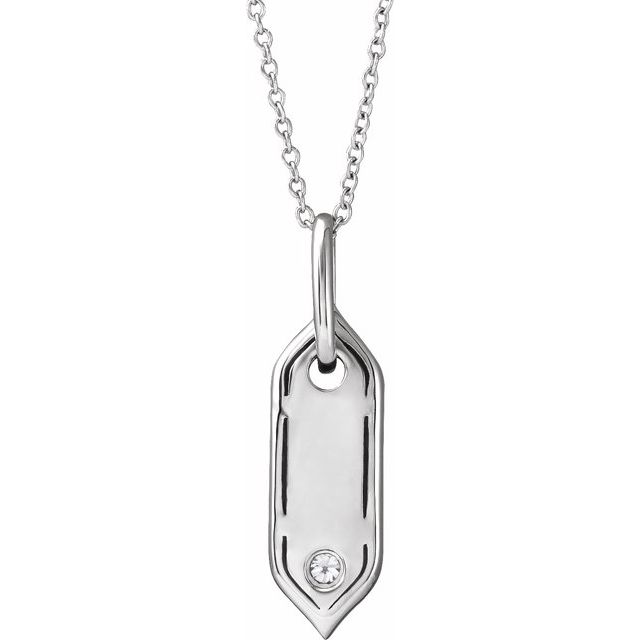 14K White Initial D .05 CT Natural Diamond 16-18 Necklace