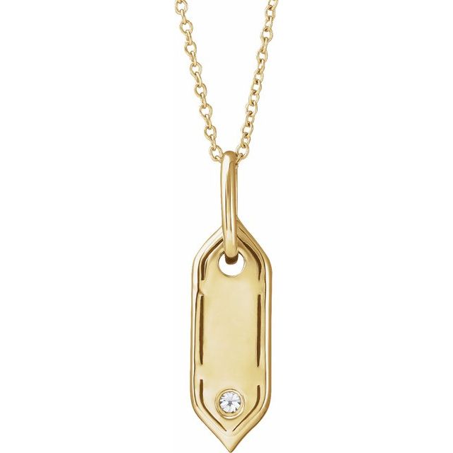14K Yellow Initial H .05 CT Natural Diamond 16-18 Necklace