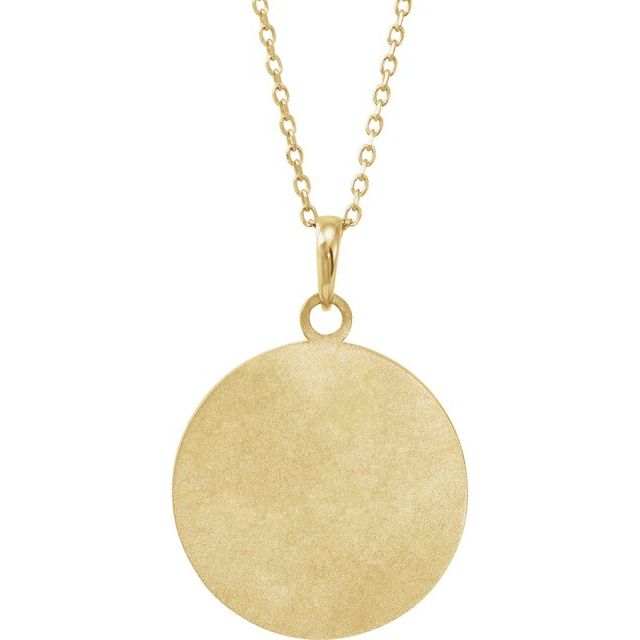 14K Yellow Love Engraved Disc 16-18 Necklace