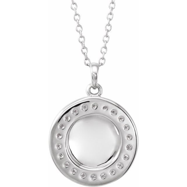 14K White 1/5 CTW Natural Diamond Engravable 16-18 Necklace