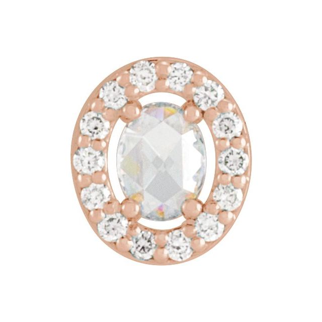 14K Rose 1/6 CTW Rose-Cut & Faceted Natural Diamond  Halo-Style Pendant