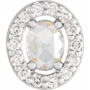 Sterling Silver 1/6 CTW Rose-Cut & Faceted Natural Diamond Halo-Style Pendant