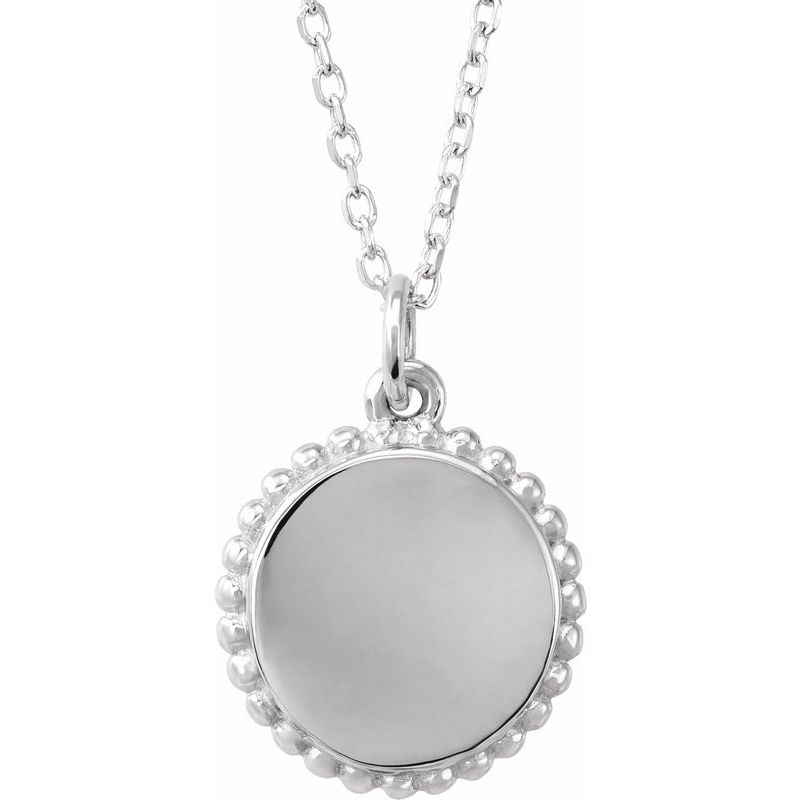 Engravable Beaded Disc Necklace or Charm/Pendant