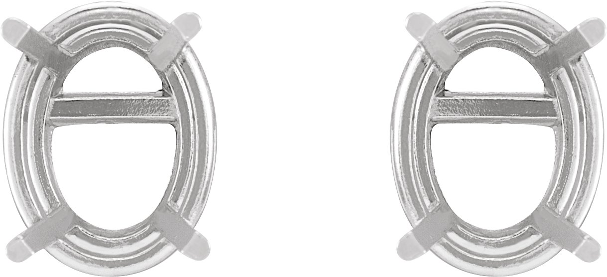 Oval 4-Prong Lightweight Stud Earrings