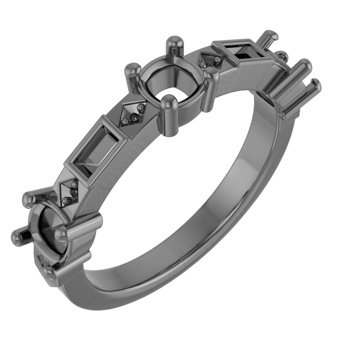 6x4 mm Oval Anniversary Band Mounting