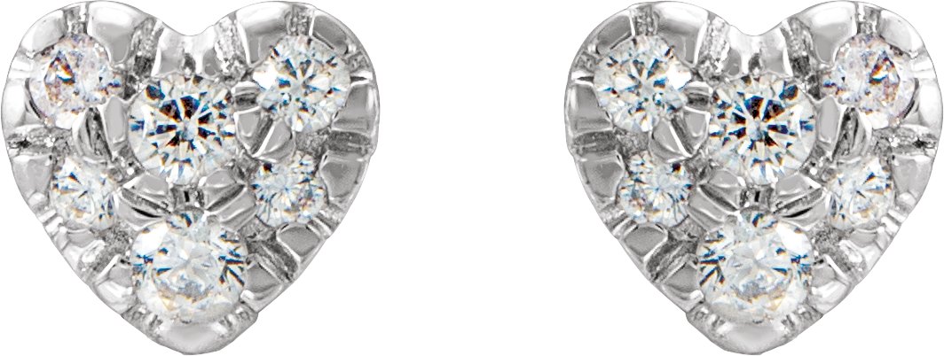 14K White 1/10 CTW Natural Diamond Heart Earrings