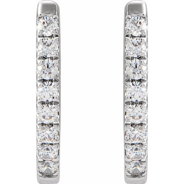 14K White 1/6 CTW Natural Diamond Hoop Earrings