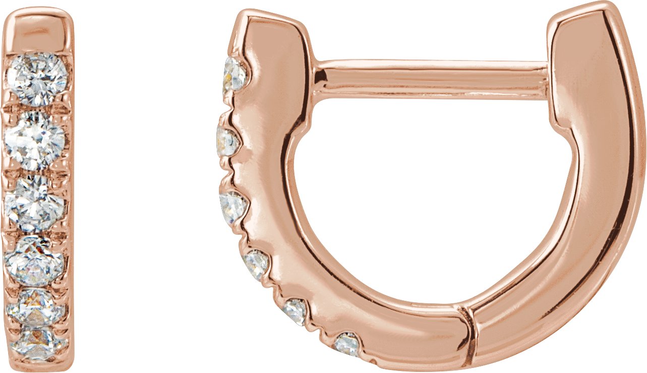 14K Rose 1/8 CTW Natural Diamond Hoop Earrings