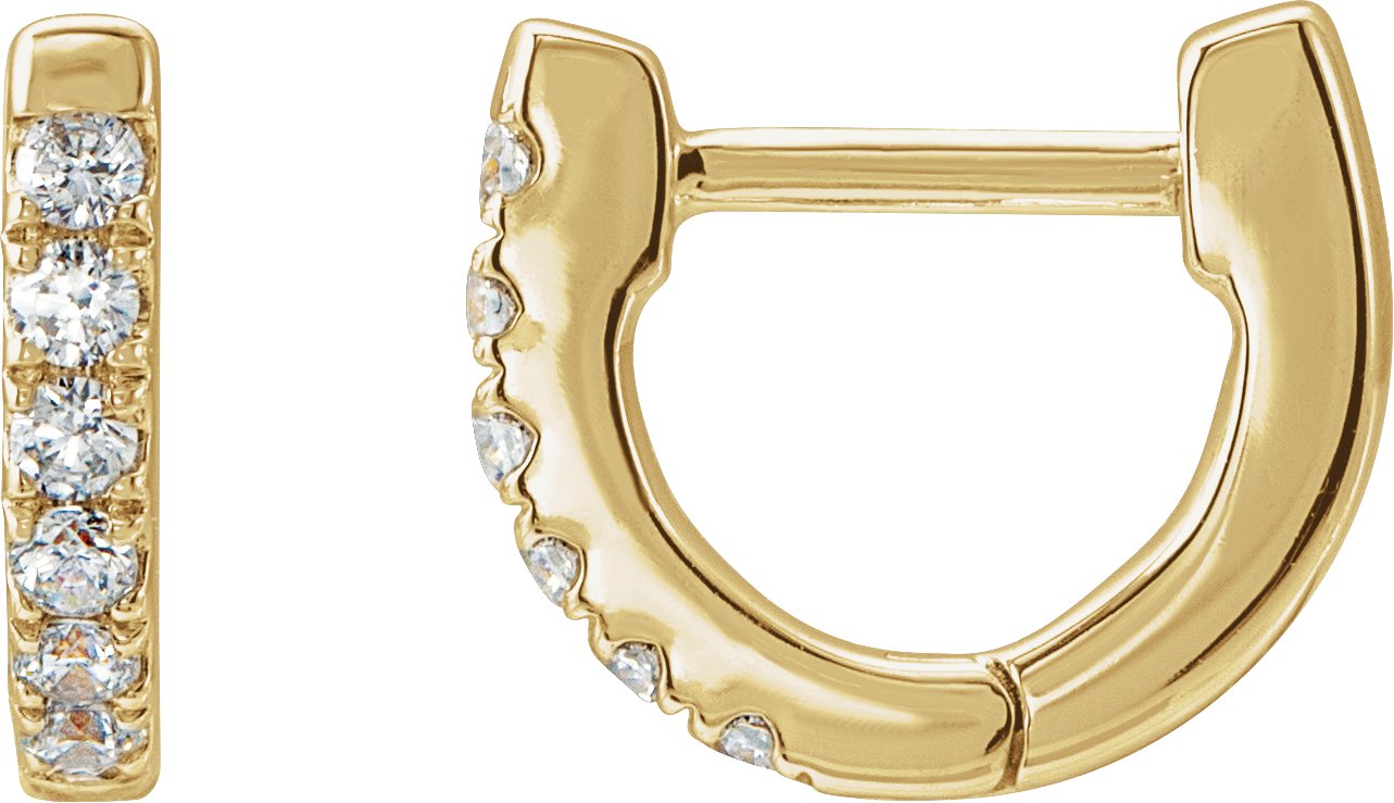 14K Yellow 1/8 CTW Natural Diamond Hoop Earrings
