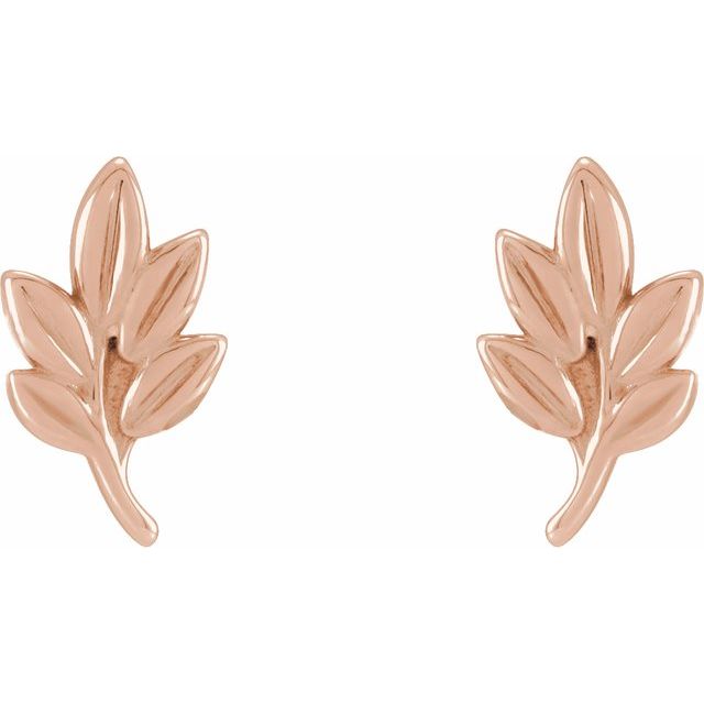 14K Rose Leaf Earrings