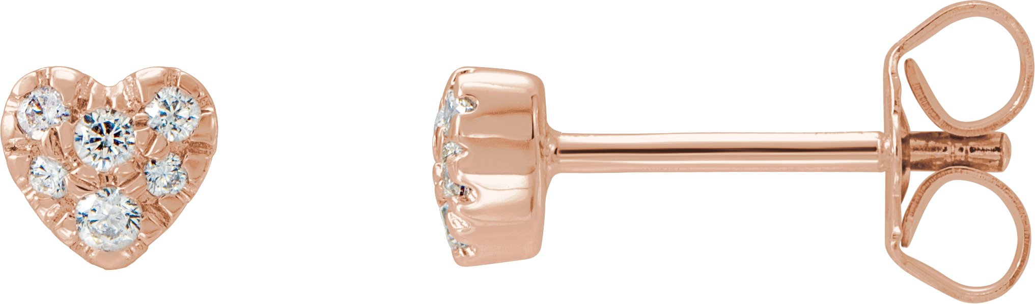 14K Rose 1/10 CTW Natural Diamond Heart Earrings