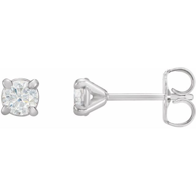 14K White 3/8 CTW Natural Diamond Claw-Prong Cocktail-Style Stud Earrings