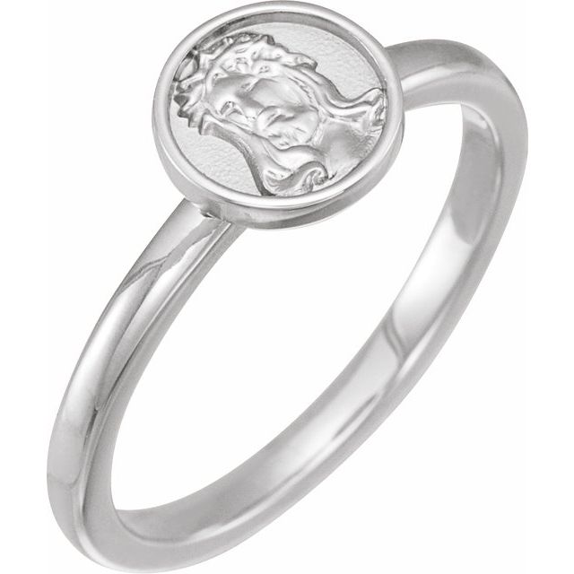 Sterling Silver Jesus Ring 