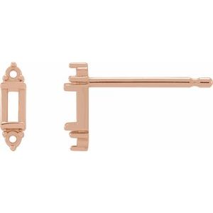 14K Rose 2.5x1.5 mm Straight Baguette Accented Earring