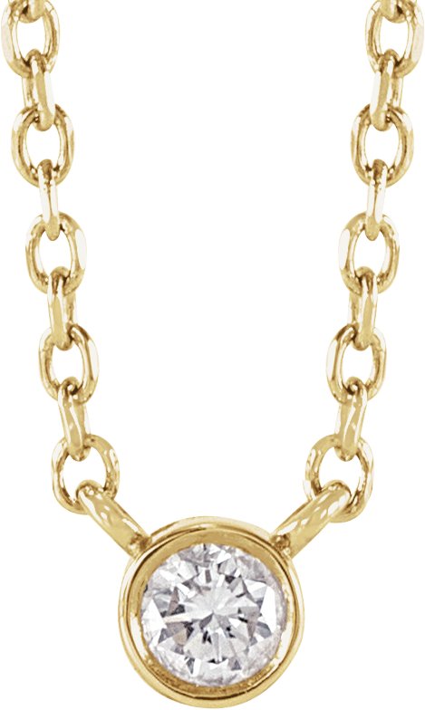 14K Yellow 0.10 CT Natural Diamond 16 to 18 inch Necklace Ref 19084894