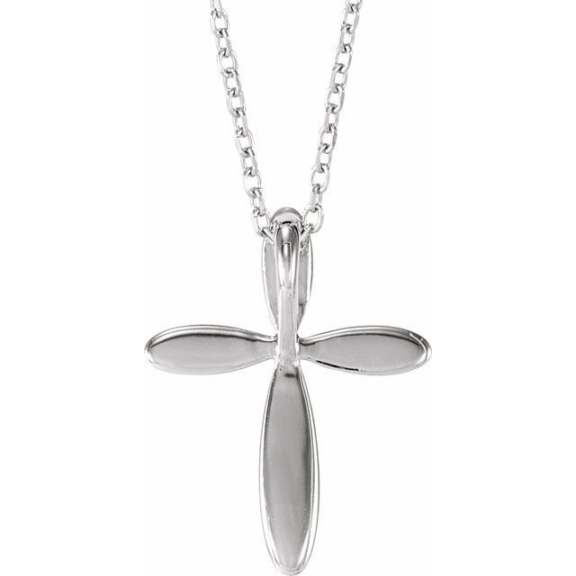 Sterling Silver 17x13 mm Cross 16-18 Necklace