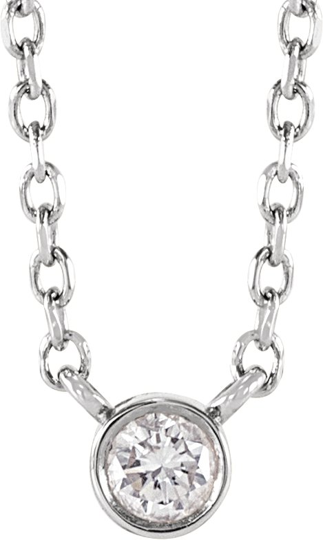 14K White 1/10 CT Natural Diamond 16-18" Necklace