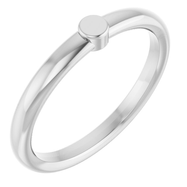 14K White 1-Circle Engravable Family Ring