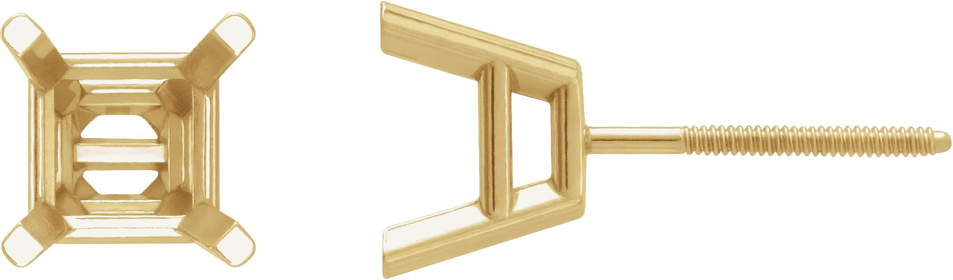 Square 4-Prong Lightweight Stud Earrings