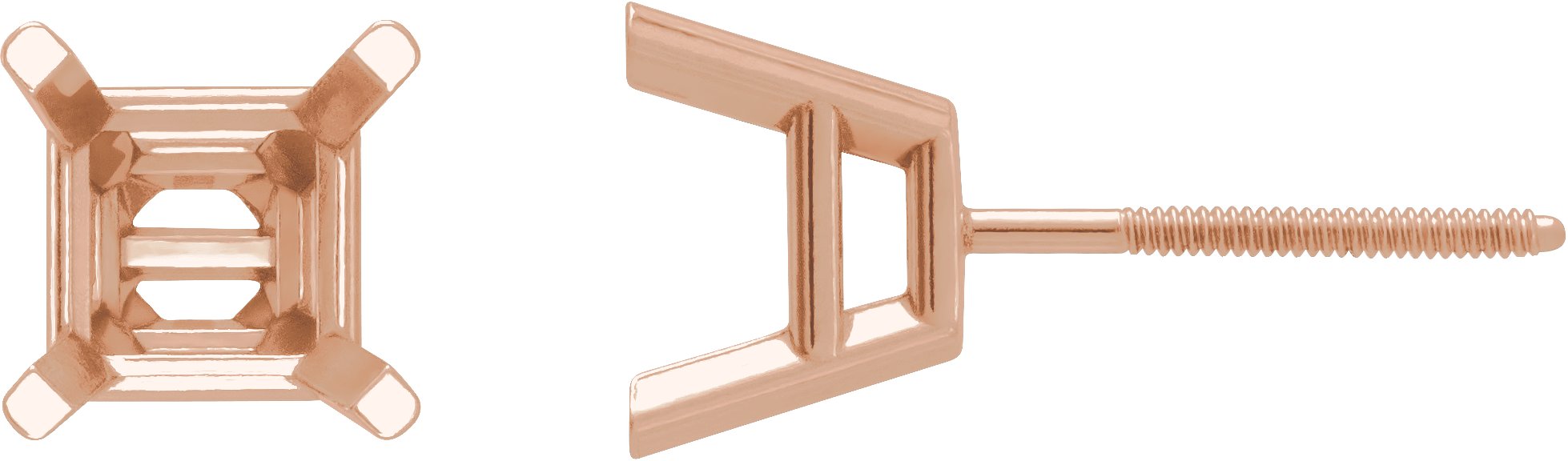 Square 4-Prong Lightweight Stud Earrings