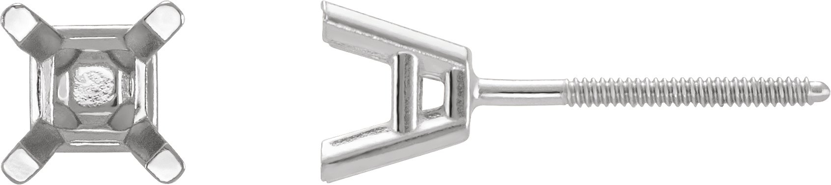 Square 4-Prong Lightweight Stud Earrings