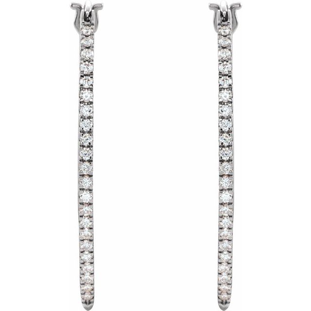 14K White 1/2 CTW Natural Diamond Hoop Earrings