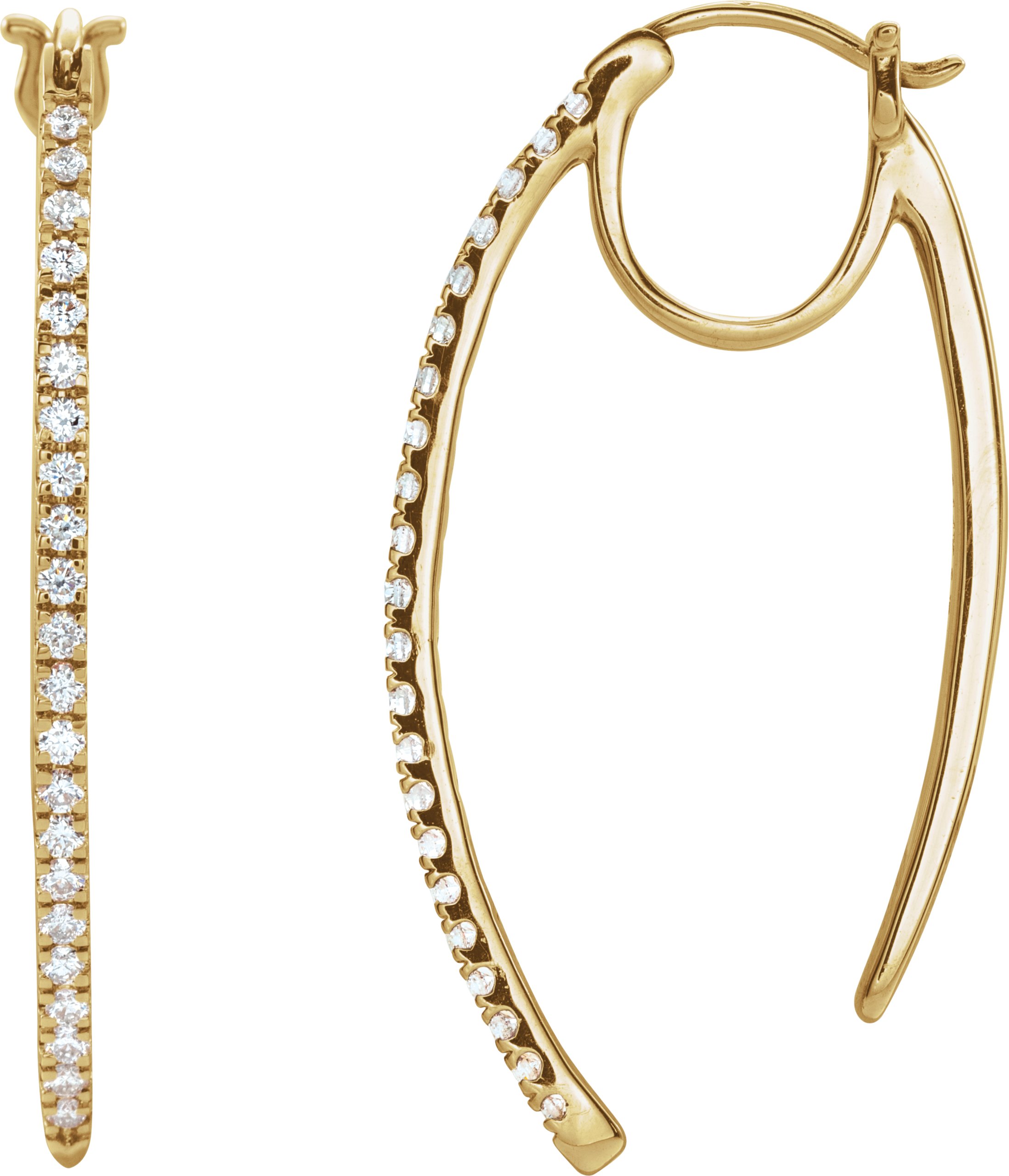 14K Yellow 1/2 CTW Natural Diamond Hoop Earrings