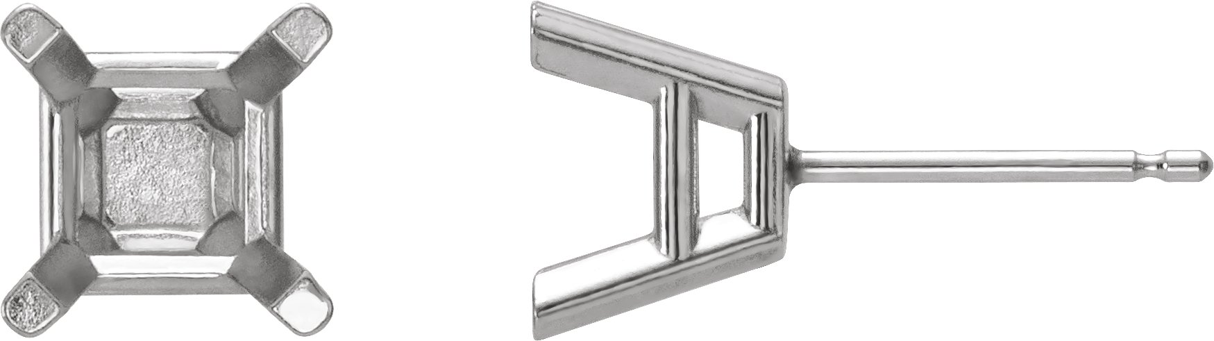 Square 4-Prong Lightweight Stud Earrings