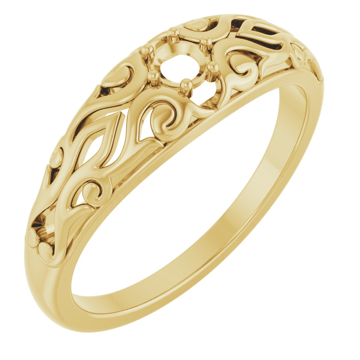 14K Yellow 3 mm Round Solitaire Ring Mounting