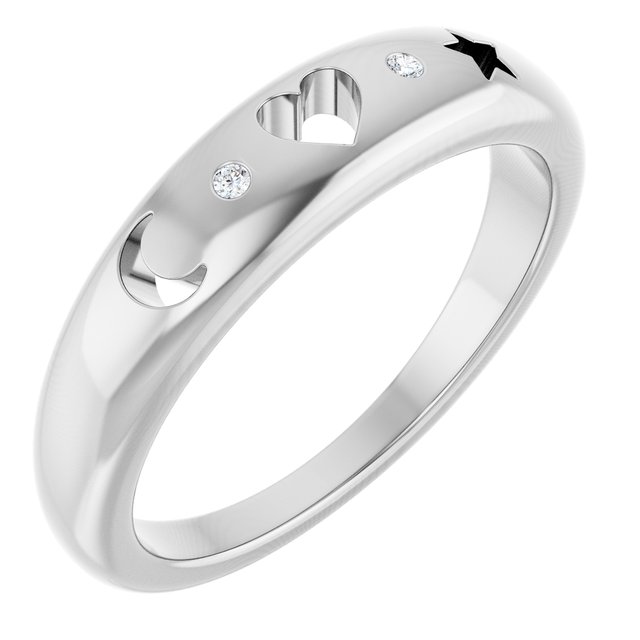 14K White .015 CTW Natural Diamond Pierced Ring