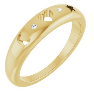 14K Yellow .015 CTW Natural Diamond Celestial Pierced Ring
