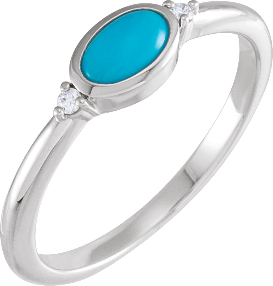 Platinum Natural Turquoise and .03 CTW Natural Diamond Ring Ref 18830483