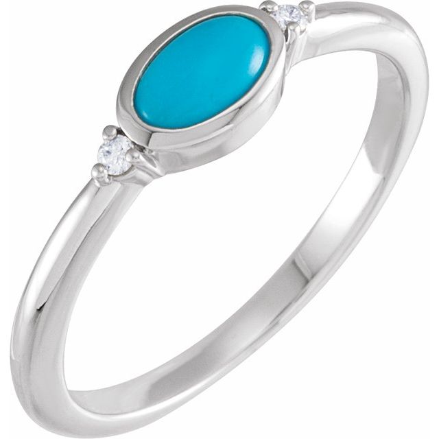 Sterling Silver Natural Turquoise & .03 CTW Natural Diamond Ring