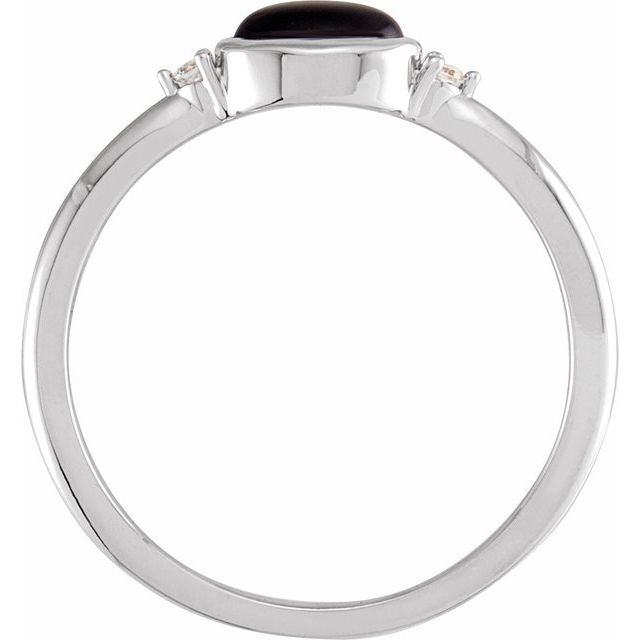 14K White Natural Black Onyx & .03 CTW Natural Diamond Ring
