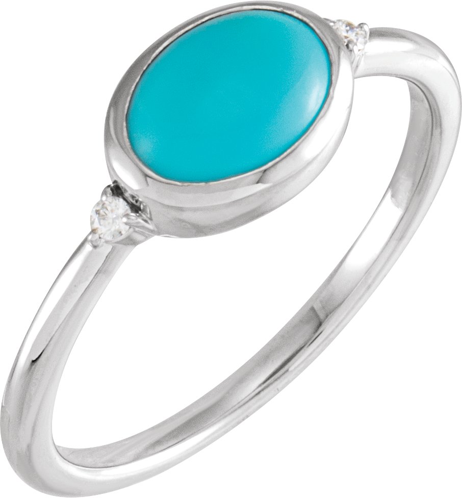 Sterling Silver Natural Turquoise and .03 CTW Natural Diamond Ring Ref 18831068