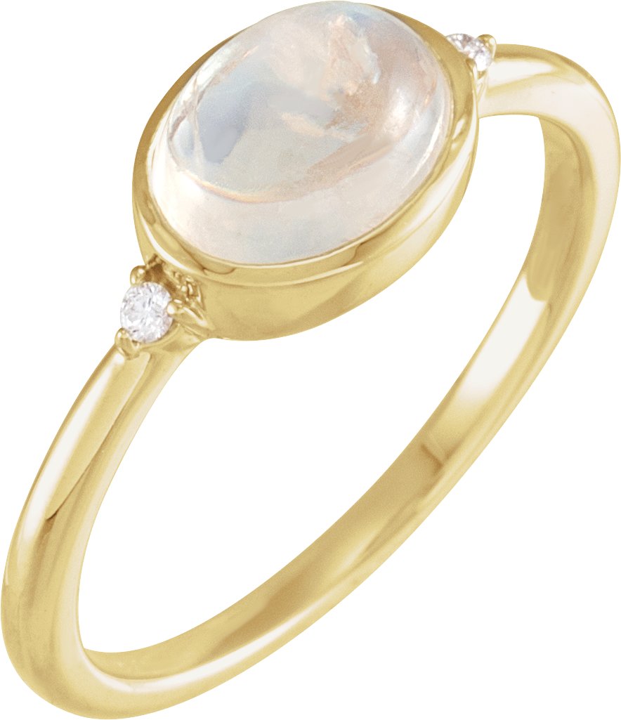 14K Yellow Natural Rainbow Moonstone and .03 CTW Natural Diamond Ring Ref 18831113