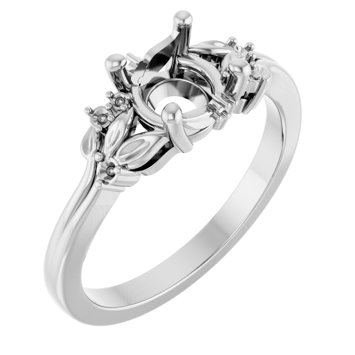 Accented Floral Engagement Ring or Band