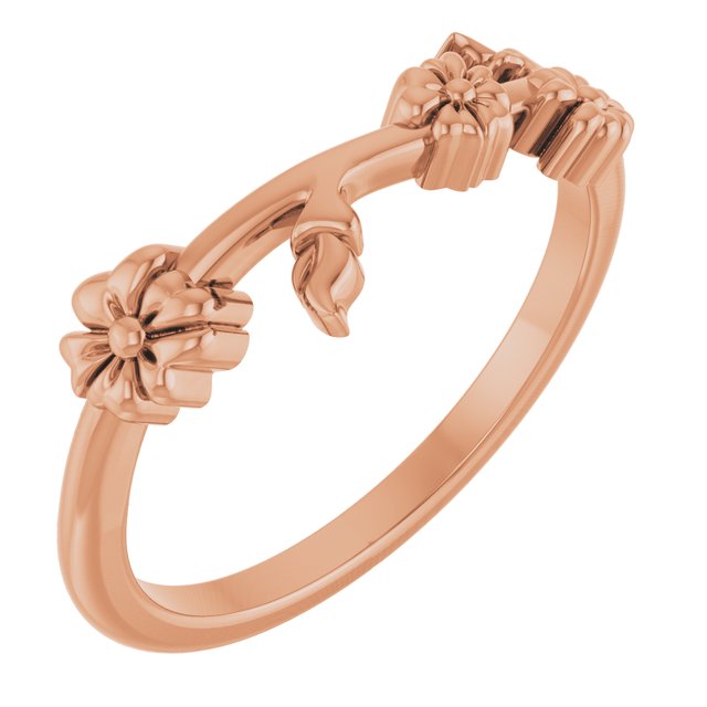 14K Rose Floral Stackable Ring