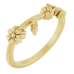 14K Yellow Floral Stackable Ring