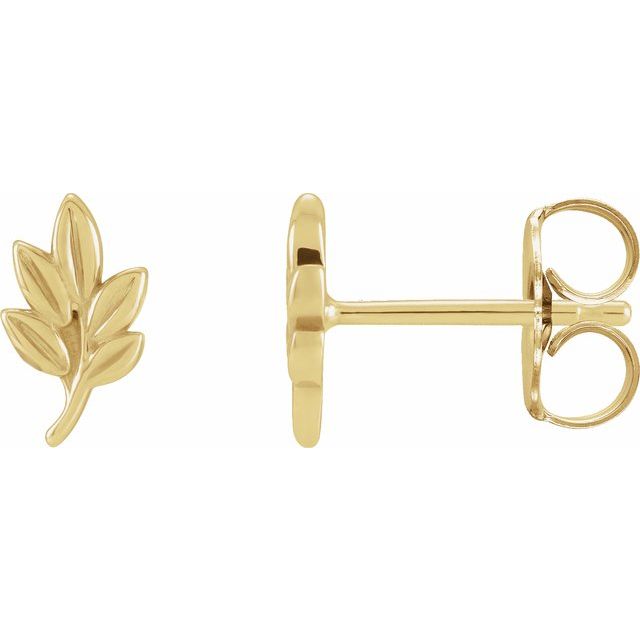 14K Yellow Right Leaf Earring