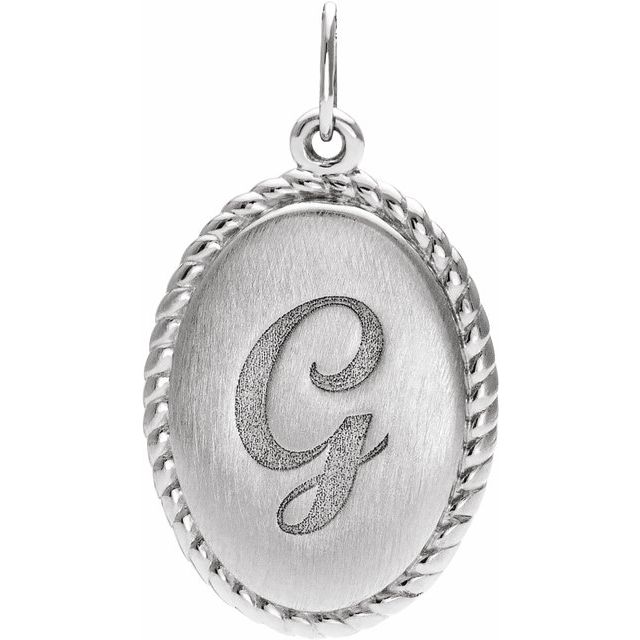 Sterling Silver Engravable Oval Rope Pendant