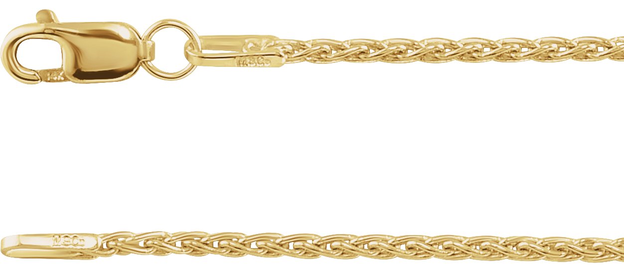 14K Yellow 1.25 mm Wheat 20" Chain