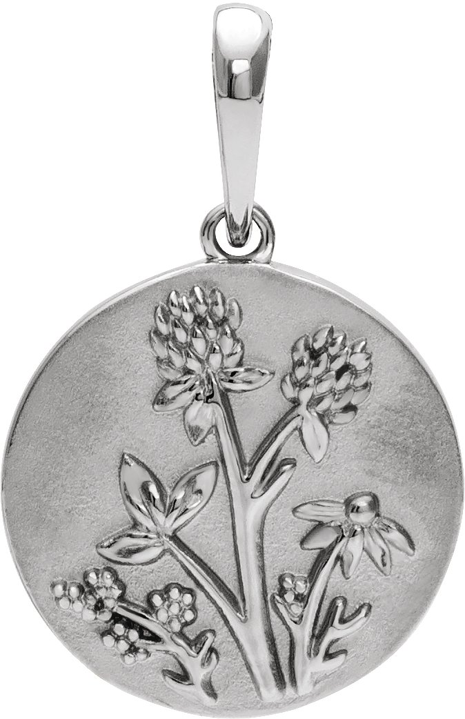 14K White Floral Pendant