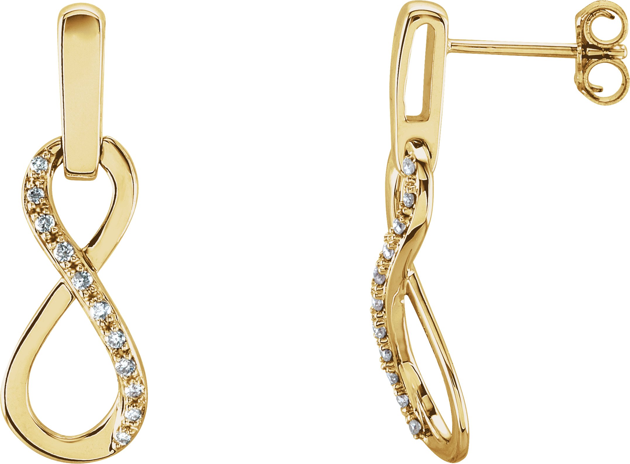 14K Yellow 1/10 CTW Natural Diamond Infinity-Inspired Earrings