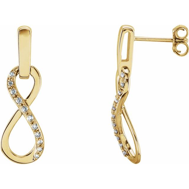 14K Yellow 1/10 CTW Natural Diamond Infinity-Inspired Earrings